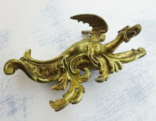 Antique French gilt bronze ormolu dragon mounts,  furniture adornments 12