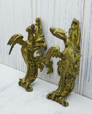 Antique French gilt bronze ormolu dragon mounts,  furniture adornments 5