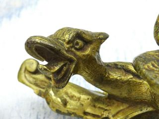 Antique French gilt bronze ormolu dragon mounts,  furniture adornments 8