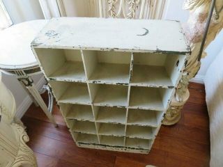 OMG Old Vintage Chippy WHITE Wood CUBBY CABINET DISPLAY 15 Numbered Cubbies 3
