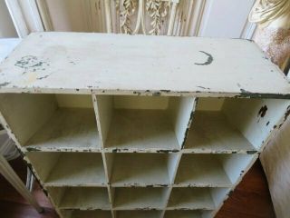 OMG Old Vintage Chippy WHITE Wood CUBBY CABINET DISPLAY 15 Numbered Cubbies 9