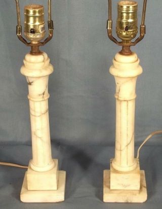Early 20th Century Fluted Column Marble Lamps On Stepped Plinth Base