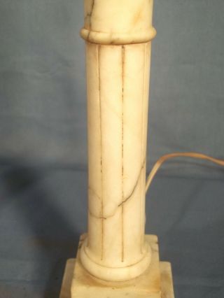 EARLY 20th CENTURY FLUTED COLUMN MARBLE LAMPS ON STEPPED PLINTH BASE 3