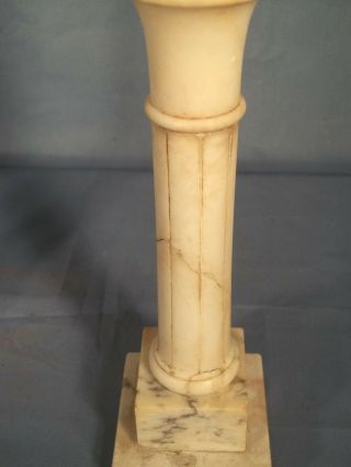EARLY 20th CENTURY FLUTED COLUMN MARBLE LAMPS ON STEPPED PLINTH BASE 5