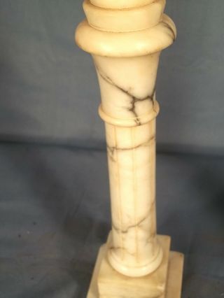 EARLY 20th CENTURY FLUTED COLUMN MARBLE LAMPS ON STEPPED PLINTH BASE 6