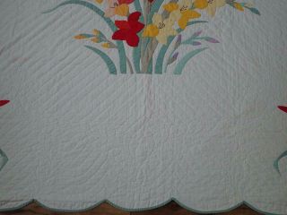 Vintage c1930 Applique Gladiolus Cottage Bouquet QUILT 89x77 9