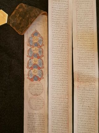 ANTIQUE ISLAMIC MANUSCRIPT SCROLL HAND WRITTEN QURAN ILLUSTRATED KORAN 2