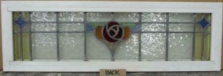 OLD ENGLISH LEADED STAINED GLASS WINDOW TRANSOM Colorful Floral 35 