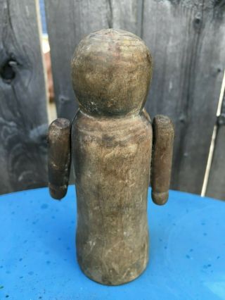 Antique vintage wooden primitive toy piece part figure moveable arms barn find 2