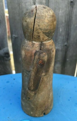 Antique vintage wooden primitive toy piece part figure moveable arms barn find 3
