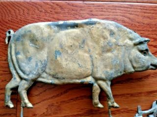 Vintage Large Antique Pig Weather vane Directional 23 