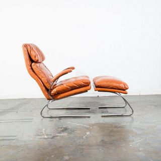 Mid Century Modern Lounge Chair Milo Baughman Thayer Coggin Leather Ottoman Rare