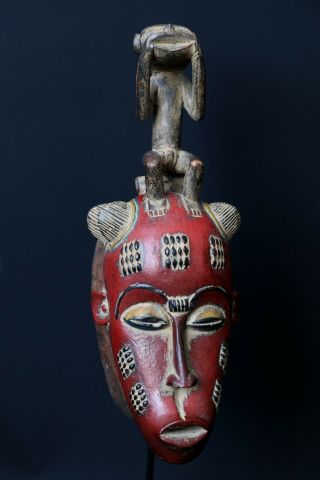 Tribal Guro African Mask Ivory Coast Antique Vintage Polychrome Museum Quality