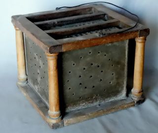 Antique American Foot Warmer 18th / 19th c punched Pierced Tin star deorations 2