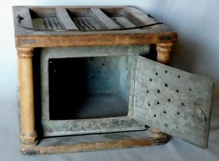 Antique American Foot Warmer 18th / 19th c punched Pierced Tin star deorations 3