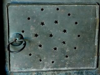 Antique American Foot Warmer 18th / 19th c punched Pierced Tin star deorations 5