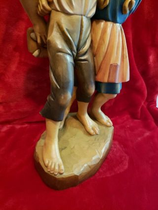 Vintage Jobin Brienz Switzerland 3855 Hand - Carved Wooden Boy and Girl 20 