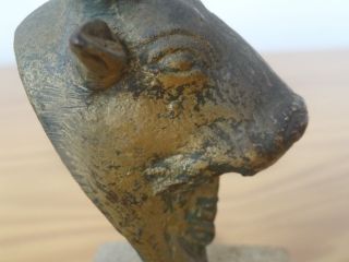 RARE Ancient Antique Greek Greece Bronze Minoan Bull Head On Base Figure Statue 8