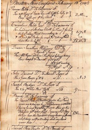 1740,  Cornelius Waldo,  Boston Grog House,  Ledger Sheet,  Of Negro Boy