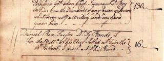 1740,  Cornelius Waldo,  Boston Grog House,  ledger sheet,  of negro boy 3