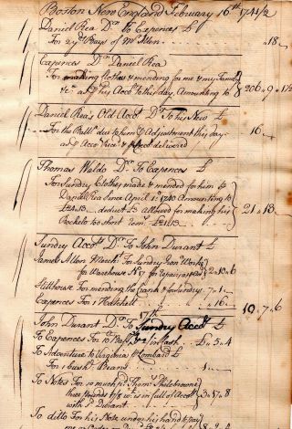 1740,  Cornelius Waldo,  Boston Grog House,  ledger sheet,  of negro boy 4