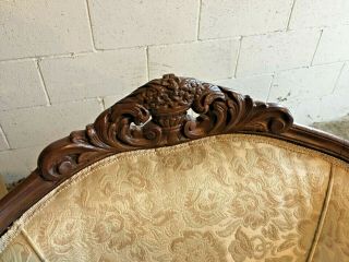 Antique French Victorian Carved Mahogany Sofa Settee Couch and Chair 4