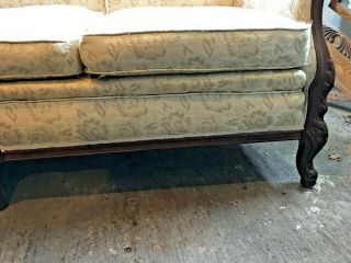Antique French Victorian Carved Mahogany Sofa Settee Couch and Chair 6