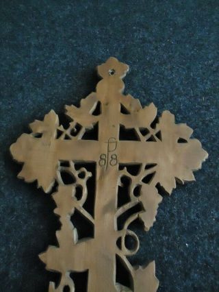 ANTIQUE BLACK FOREST CARVED WOOD JESUS CHRIST HOLY CROSS CRUCIFIX - WOOD CARVING 6