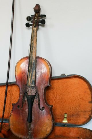Antique Violin Year Around 1847 With Antique Bow