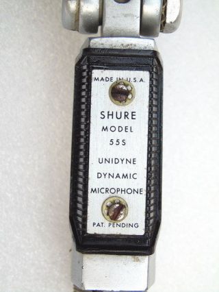 VINTAGE SHURE MODEL 55S UNIDYNE DYNAMIC MICROPHONE MADE IN USA RETRO ELVIS MIC 2