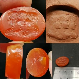 Rare Roman Old 3 Kings Faces Seal Intaglio Agate Stone 32