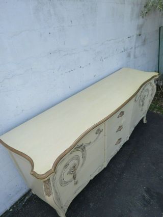 French Carved Bombay Bombee Painted Long Dresser with Gold Highlight 9581 10