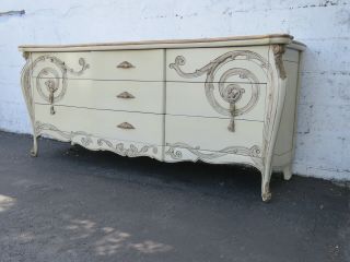 French Carved Bombay Bombee Painted Long Dresser with Gold Highlight 9581 4