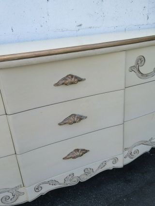 French Carved Bombay Bombee Painted Long Dresser with Gold Highlight 9581 6