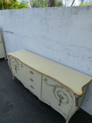 French Carved Bombay Bombee Painted Long Dresser with Gold Highlight 9581 8