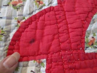 VINTAGE HAND STITCHED COTTON BATTED QUILT MOSTLY CHRISTMAS RED 6
