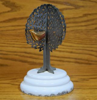 Vintage Steel Tree Of Life Tin Bird Primitive Jewelry Earring Holder Folk Art 8