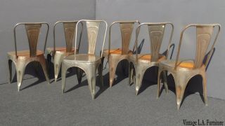 Six Unique Vintage Rustic Industrial Style Metal Dining Chairs Farmhouse Chic