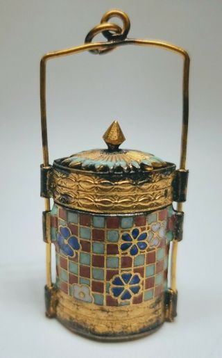 Antique 1920s Chinese 14K Gold and Enamel Trinket Box Pendant 3