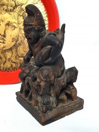 ANTIQUE EARLY 1900 ' S JAPANESE WOODEN CARVED EBISU STATUE GOD OF FISHERMAN 2