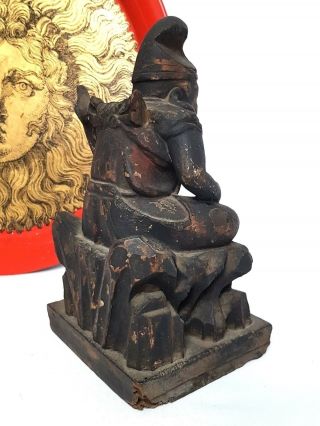 ANTIQUE EARLY 1900 ' S JAPANESE WOODEN CARVED EBISU STATUE GOD OF FISHERMAN 5