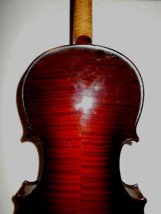 Vintage Antique Old German 2 Pc.  Curly Maple Back Full Size Violin 12