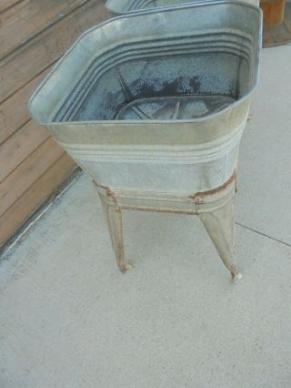 galvanized metal double washtub with stand johnson flower garden yard decor 3