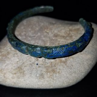 Rare Medieval Viking Era Dagaz Decorated Bronze Bracelet 4