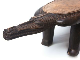 Very Vintage Hand Carved Wooden African Baule Crocodile Bench Table 2 2