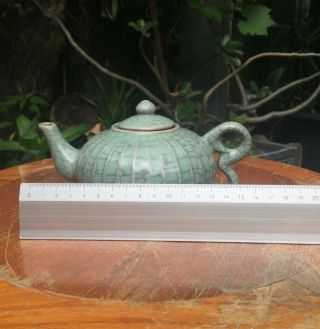 A LARGE Antique Chinese Celadon Song Ru Kiln Porcelain TEAPOT 10
