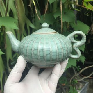 A Large Antique Chinese Celadon Song Ru Kiln Porcelain Teapot