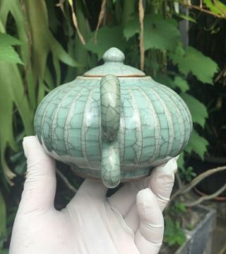A LARGE Antique Chinese Celadon Song Ru Kiln Porcelain TEAPOT 4