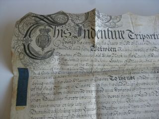 ANTIQUE 1750 ENGLAND VELLUM INDENTURE TRUST MANUSCRIPT WAX SEALS SILVER STAMP 6