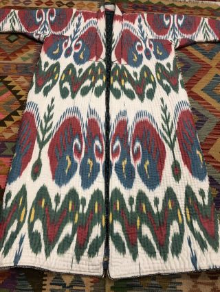 Uzbek Vintage Handmade Robe Dress chapan jacket coat Ikkat Chapan Cotton Best 5